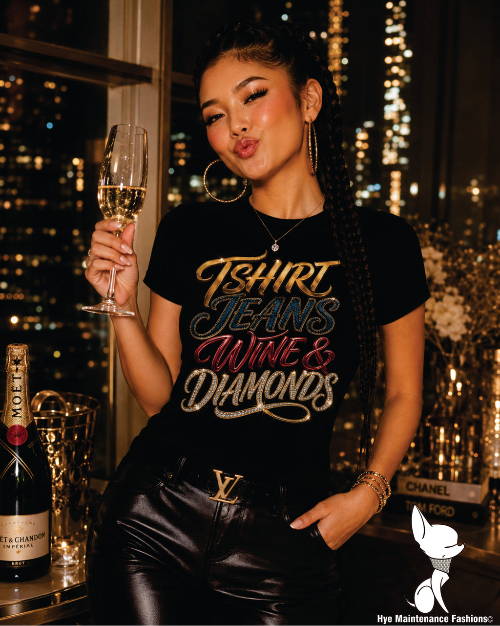 Tshirt Jeans Wine & Diamonds image 0