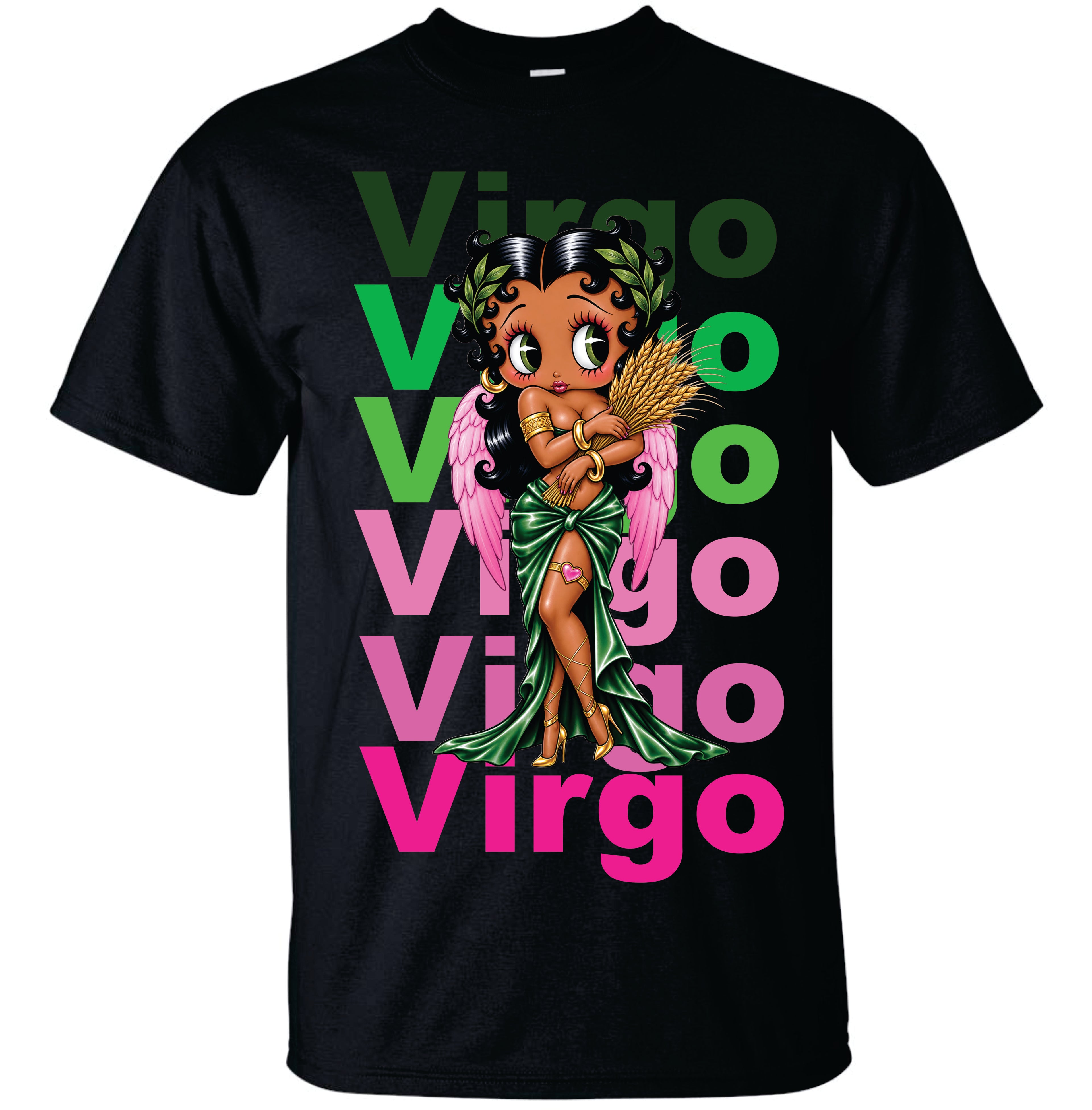 Virgo Black Betty with Green Dress T-shirt