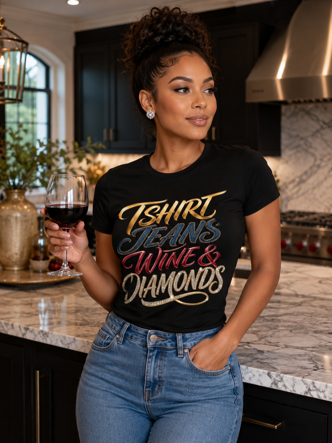 Tshirt Jeans Wine & Diamonds image 1